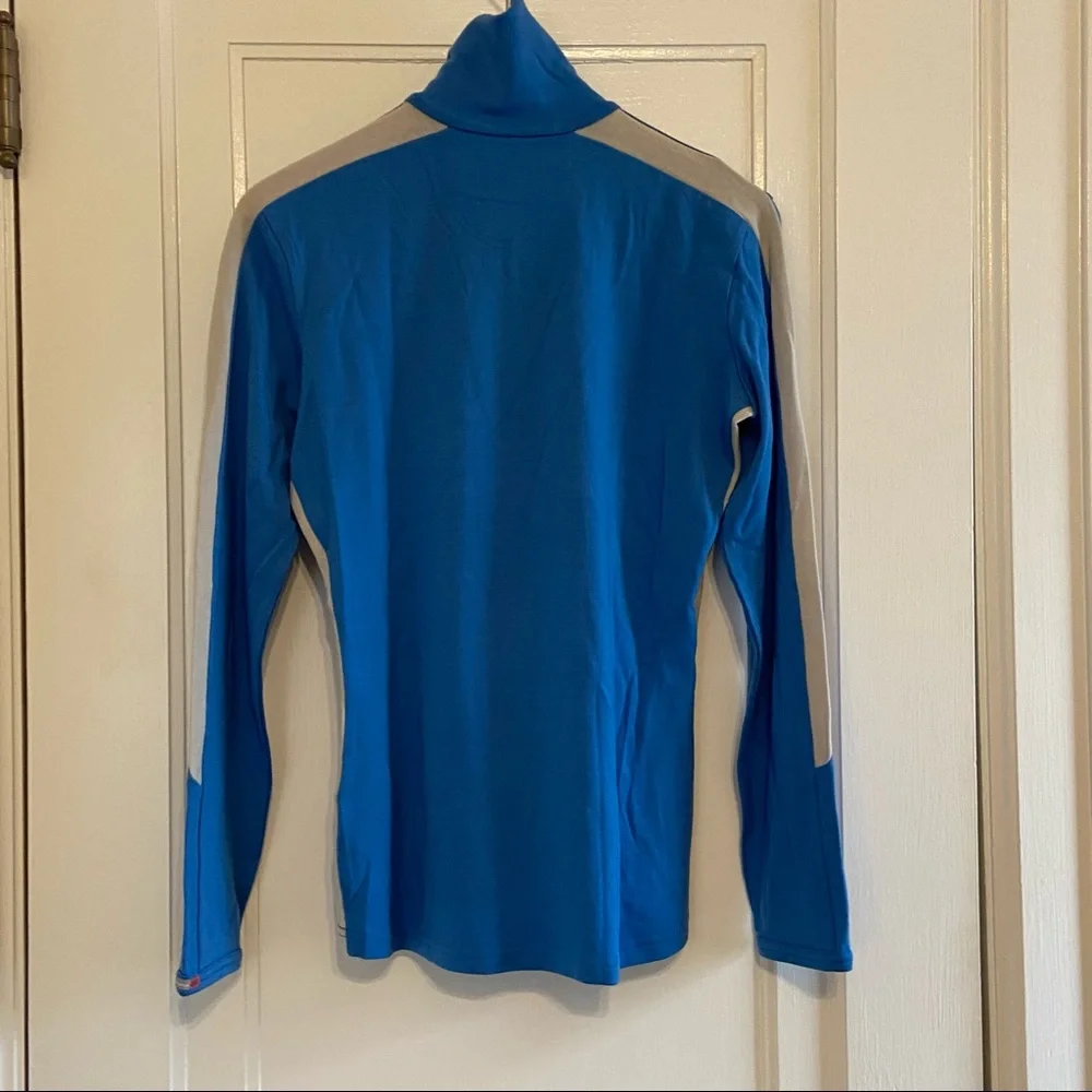 Icebreaker Bodyfit 260 Wool Zip Neck pullover Stripes Medium Blue Gray - Picture 12 of 12